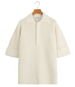 【レディース】OVER HALF SLEEVE POLO KNIT TOPS