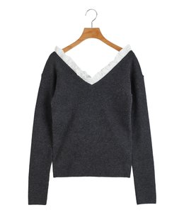【レディース】2WAY FRILL V NECK KNIT TOPS