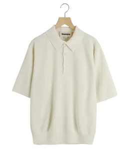 polo sweater - Paper/High twisted wool Half milano rib -