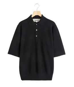 polo sweater - Paper/High twisted wool Half milano rib -