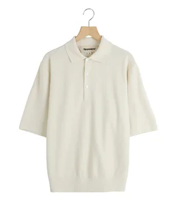 polo sweater - Paper/High twisted wool Half milano rib -