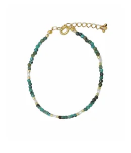 【レディース】Dream Dust ブレスレット OVパール×ターコイズ SV(K18P) 18cm