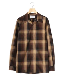 OMBRE PLAID OPEN COLLAR BLOUSE