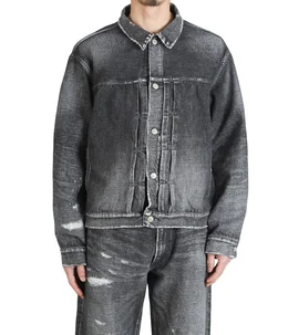 RECYCLED WASTE SUVIN COTTON YARN 14oz DENIM JACKET VINTAGE WASHED