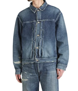 RECYCLED WASTE SUVIN COTTON YARN 14oz DENIM JACKET VINTAGE WASHED