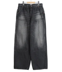 RECYCLED WASTE SUVIN COTTON YARN 11.5oz DENIM DOUBLE KNEE PAINTER PANTS VINTAGE WASHED