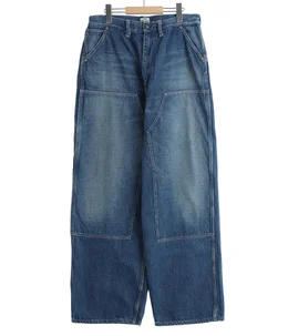 RECYCLED WASTE SUVIN COTTON YARN 11.5oz DENIM DOUBLE KNEE PAINTER PANTS VINTAGE WASHED