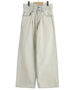 “Ice Wash“ W-Velt Wide Denim Pants