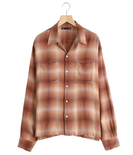 トップス 26ss MINEDENIM Ombre Open Collar Shirt 2604-5002-red-01.jpg