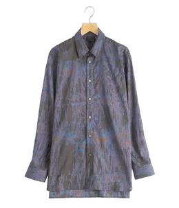 【予約】流し染めコットンキュプラツイルシャツ -羽衿付き-
