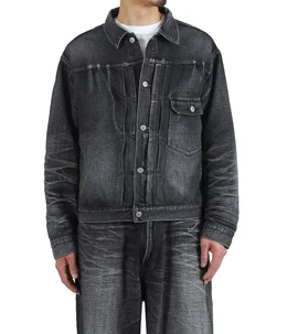 RECYCLED SUVIN COTTON YARN 11.5oz DENIM BLOUSE VINTAGE WASHED