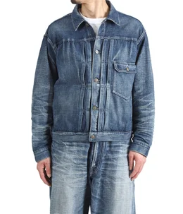 RECYCLED SUVIN COTTON YARN 11.5oz DENIM BLOUSE VINTAGE WASHED
