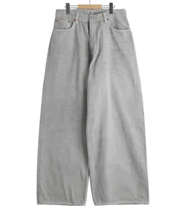 RECYCLED SUVIN COTTON YARN 11.5oz DENIM 5POCKET WIDE PANTS VINTAGE WASHED