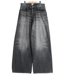 RECYCLED SUVIN COTTON YARN 11.5oz DENIM 5POCKET BAGGY PANTS VINTAGE WASHED