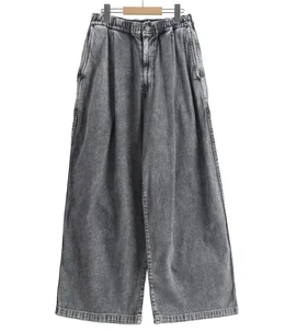 RECYCLED SUVIN COTTON YARN 10oz JELT DENIM EASY WIDE PANTS BLEACH WASHED