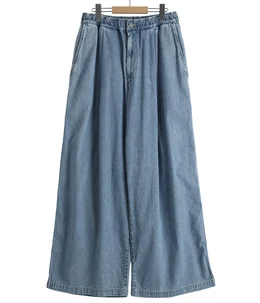 RECYCLED SUVIN COTTON YARN 10oz JELT DENIM EASY WIDE PANTS BLEACH WASHED