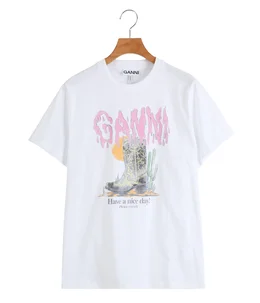 【レディース】Basic Cotton Jersey T-shirt Boots Print