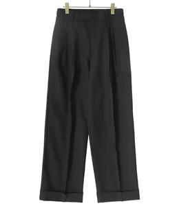 ORGANIC WOOL TROPICAL DOUBLE PLEATED CLASSIC WIDE TROUSERS