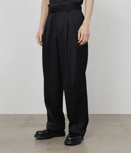 【予約】DOUBLE PLEATED WIDE TROUSERS ORGANIC WOOL 2/80 GABARDINE