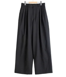 TRIPLE PLEATED WIDE TROUSERS -ORGANIC WOOL 2/80 TROPICAL-