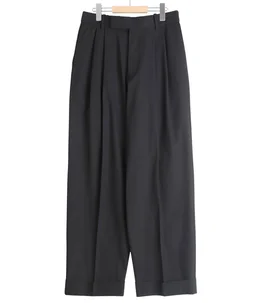 DOUBLE PLEATED SEMI EASY TROUSERS -ORGANIC COTTON VOILE YARN TWILL-