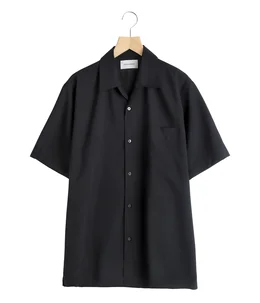 ITALIAN OPEN COLLAR S/S SHIRT ORGANIC WOOL 2/80 TROPICAL