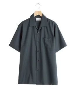 ITALIAN OPEN COLLAR S/S SHIRT ORGANIC WOOL 2/80 TROPICAL