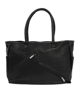 PC RIDERS LEATHER TOTE BAG L W / SILVER ZIPPER