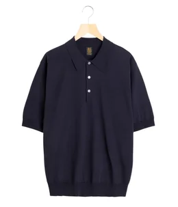 美品【BATONER】22ssコットンニット ポロシャツ 襟ライン ブラック THE SEAISLAND COTTON POLO S/S | BATONER(バトナー) / トップス