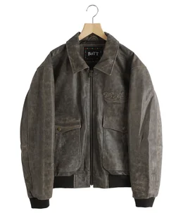 Script Logo Cracked Leather Jacket