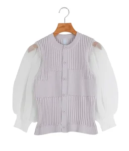 【レディース】FLUTED LUCENT PUFFSLEEVE CARDIGAN