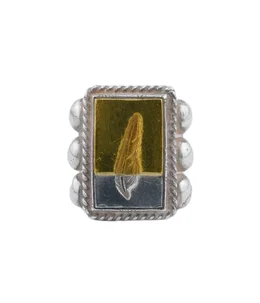 6 POINT KAZEKIRI FEATHER STAMPED RING (18K GOLD ACCENT INSIDE)