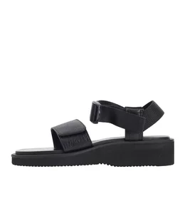 【レディース】Sandals with Velcro Straps (wide belt) in Grain Leather