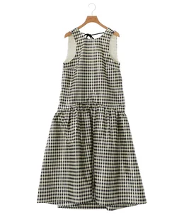 【レディース】Shiny Check Jacquard Midi Dress