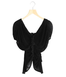 【レディース】VELVET TULLE SHIRRING TOP