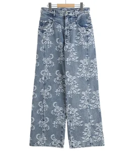 【レディース】LACE-JACQUARD DENIM STRAIGHT JEANS