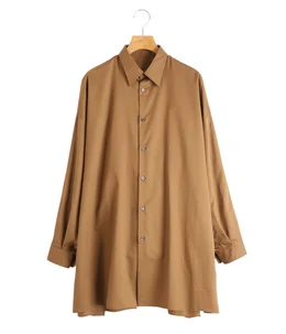【レディース】Silicon Poplin Deep Slit Regular Collar Shirt