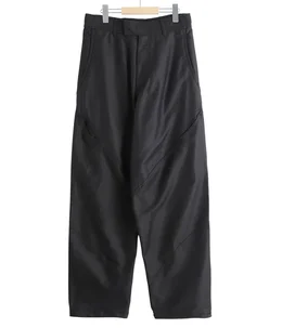 Cotton Silk Blend Helicoid Wide Pants