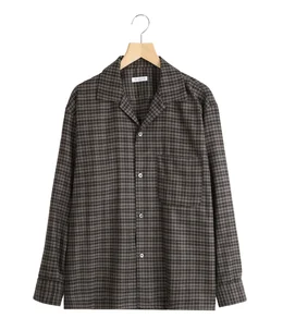 Wool Plaid Open Collar Shirt