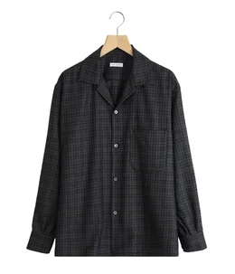 Wool Plaid Open Collar Shirt