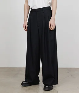 【予約】TWO TUCK BAGGY TROUSERS -TUMBLED WOOL SERGE-