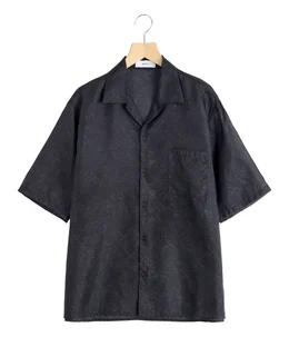 【予約】SILK OPEN COLLAR S/S SHIRT -HABUTAE SILK-