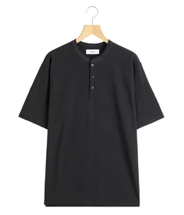 HENLEY NECK TEE -ORGANIC COTTON OPEN-END YARN KNIT-