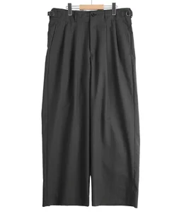 【予約】DOUBLE PLEATED MILITARY TROUSERS -2/60 WOOL TROPICAL MELANGE-