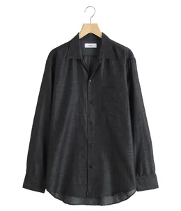 OPEN COLLAR L/S SHIRT -SILK/WOOL FEATHER TWILL-