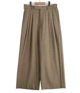 【予約】DOUBLE PLEATED BAGGY TROUSERS -RECYCLED POLYESTER WOOL GABARDINE RECY-