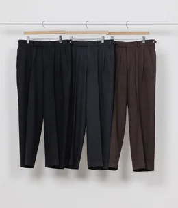 【予約】SINGLE PLEAT WIDE TROUSERS -TUMBLED WOOL SERGE-