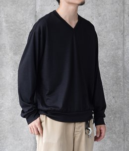 【別注】V-NECK L/S TEE -SUPER 100s WASHABLE WOOL JERSEY-