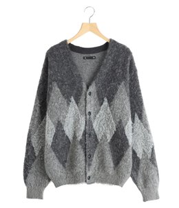 Mohair Argyle Knit Cardigan
