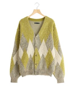 Mohair Argyle Knit Cardigan